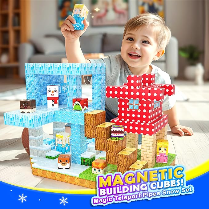 Coodoo 110PCS Magnetic Blocks - Build Mine Magnet World Magic Sword Portal Set, Magnet Kids Toys for Boys & Girls Age 3-5 4-8 5-7, STEM Magnetic Tiles Building Games Sensory Outdoor Toddler Toys