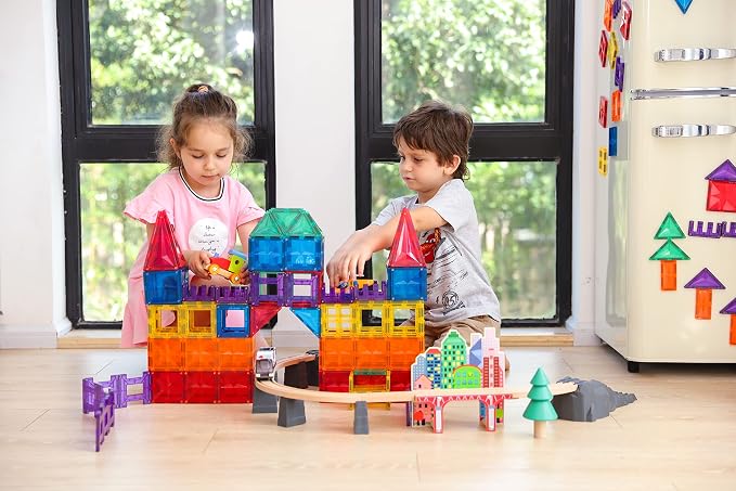 MEGAGONTILES 66PCS Premium Polygon Magnetic Tiles Set | STEM-Authenticated Magnetic Building Blocks | Educational Construction Toy for Kids Ages 3–8 (Boys & Girls)