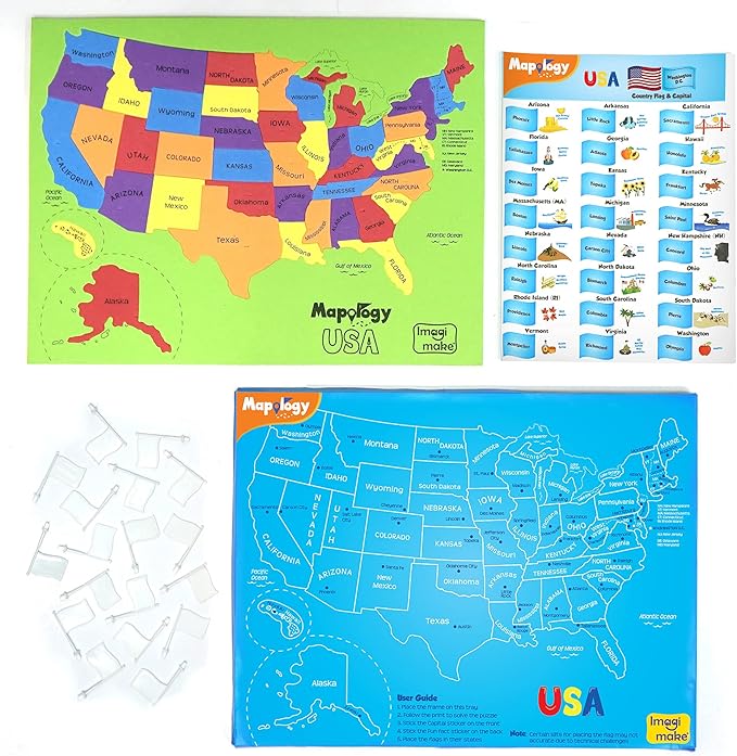 Imagimake Mapology USA Map with Capitals | Learning States and Capitals | US Geography Games | Jigsaw Puzzles for Kids Ages 8-10 | Educational Gifts for Kids Age 5,6,7,8,9,10,11,12,13,14,15