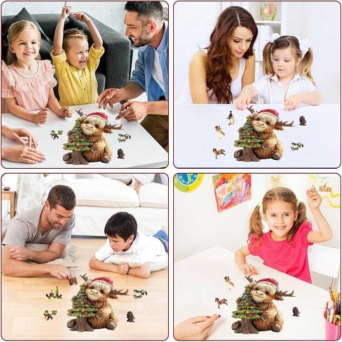 MEATRN Christmas Wooden Puzzles for Kids & Adults - Tree & Fawn Holiday Jigsaw Puzzle, 498 Pcs, 16.6"×19.2", Fun Family Game for Children’s Party, Winter Gathering, and Festive Entertainment