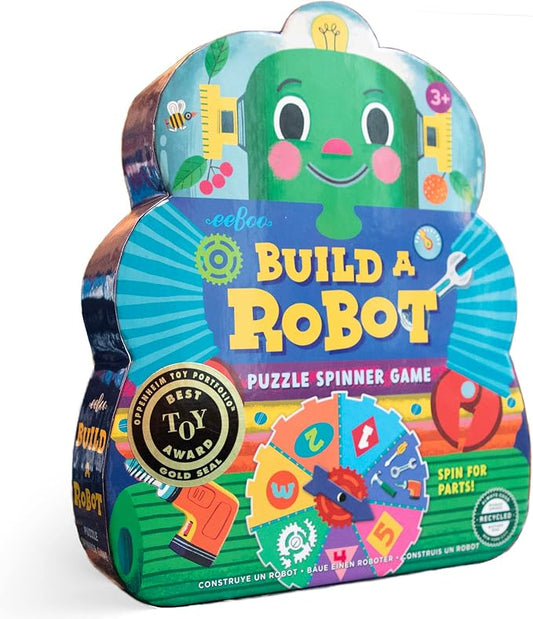 eeBoo Build a Robot Spinner Game - Award Winning Number Matching Robot Building Game, Screen-Free Fun for 2-4 Players, Kids Ages 3 and up