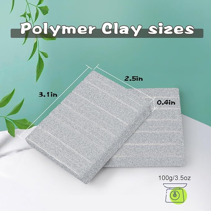 ifergoo Polymer Clay, 100g Modeling Oven Baked Model Clay for Sculpting, DIY, Artistic Creation & School Projects, Great for Kids and Adult (Silvery)