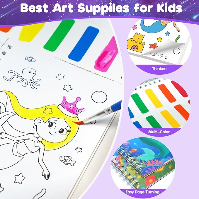ZIZZ 24Packs Water Coloring Books -Kids Arts and Crafts for Kids 4-8, Party Favors Goodie Bags Stuffers for Kid, Easter Basket Stuffers for Toddlers, Birthday Christmas Easter Classroom Gifts Prizes