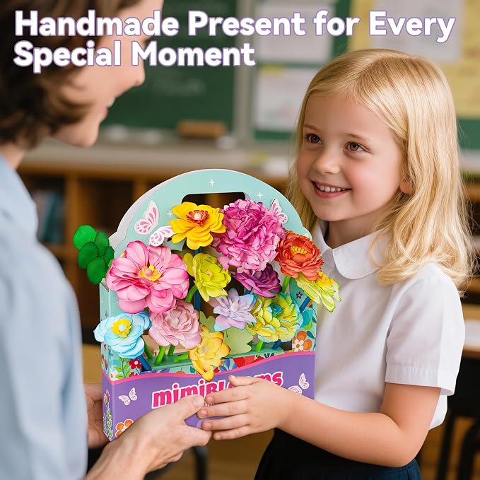 Mimiblooms Paper Flowers Science Kit for Girls, Magic Flower Paper Color Science Dyeing Kit, Arts&Crafts for Kids Age 8-12, Science Experiments Color Changing for Girls 6 7 9 10 11 yr Mother's DayGift