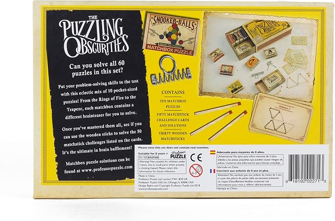 The Obscurities Box of Brain Teasers | 10 Matchbox Puzzles & 50 Challenges