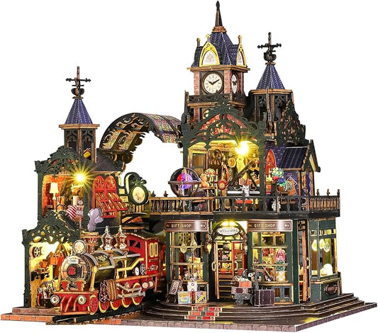 Spilay DIY Miniature House Kit for Adults, Miniature Dollhouse Kit | With Music Box & Dust Cover, Wooden Craft Building Set for Bookshelf Decor, Home Display & Creative Gifts for DIY Lovers