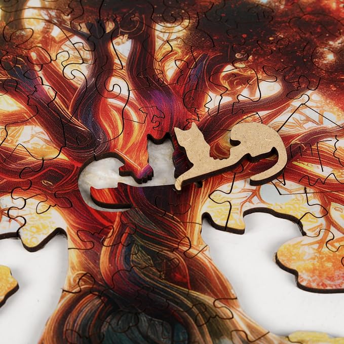 MEATRN Glowing Tree of Life Wooden Puzzles - 200 Pieces Fantasy Forest Nature Landscape, Irregular Shape Wood Jigsaw Puzzle for Adults, Educational Puzzles for Family Game, 10.5x11.4 in
