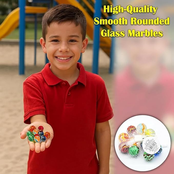 ARSUK Large Glass Shooter Marbles for Decoration 25mm/1 inch 10pcs Assorted Colour Marble Game, Marble Run Accessories Learning and Recreational, Sports & Outdoor Play (10pcs Handmade Marbles)