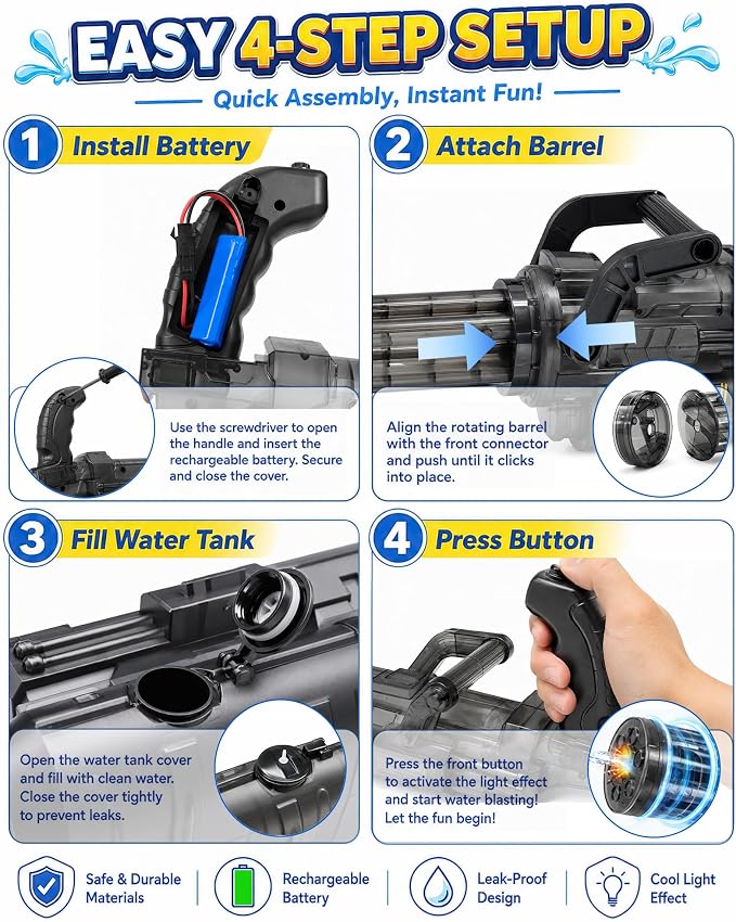 Water Blaster Soaker Toy for Kids Adults | Summer Outdoor Water Splashing Toy | Powerful Water Flow Blaster for Beach Pool Party Gift for Boys Girls Ages 8-14