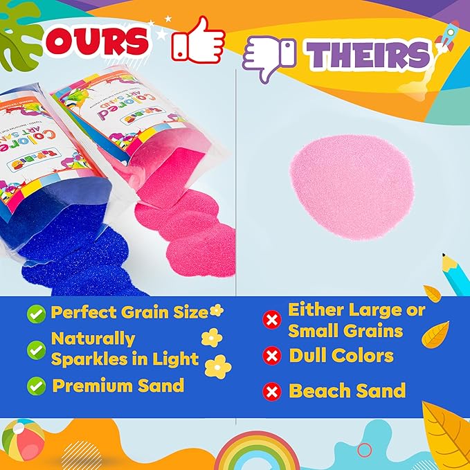 Colored Sand for Sand Art [15 Colors: 12 lbs], Colored Sands Bulk, Delightful Sands Art Fun for Crafts, Parties, Children, Nice Colorful Fun Sandy Crafts for Kids Age 3+, Non-Toxic, 15 Bags