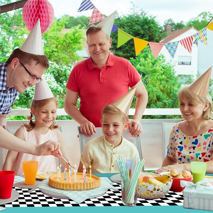 Irenare Car Birthday Party Supplies Racing Decorations 50s Party Tablecloth Racetrack Table Runner Table Covers for Kids Boy Car Theme Birthday Decor, 54 x 108 Inch(Cyan,3 Sheets)