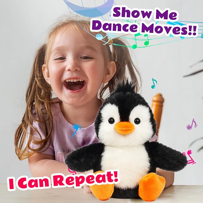 Talking Penguin Repeat What You Say Musical Stuffed Animal Shaking Singing Plush Toy Electric Interactive Animated Plushies Gifts for Kids Girls Boys