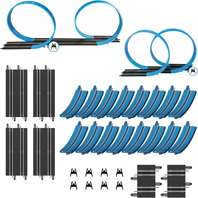 AGM MASTECH Extension Set #4-26 Piece Track(16 Loop Tracks, 4 Straight Tracks, and More) Expansion Accessory Pack - for Use with 1: 64 Scale AGM MASETCH Slot Car Race Track Systems, MR-P04