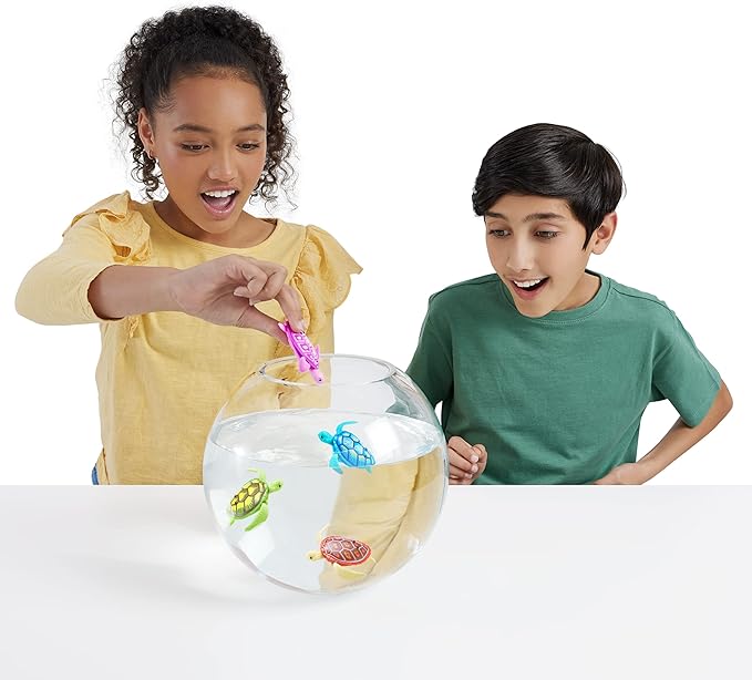 Robo Alive Robo Turtle Robotic Swimming Turtle (Green + Pink) by ZURU Water Activated, Comes with Batteries, Exclusive (2 Pack)
