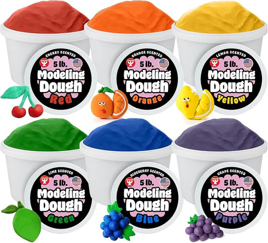 Hygloss Play Modeling Dough for Kids – Safe & Non-Toxic Sensory Dough for Arts and Crafts – 5 lb Tub – Play Clay for Toddler Activities, Preschool Classroom Must-Haves – 6 Assorted Colors, Scented