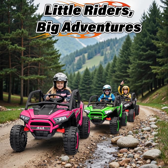 24V Ride on Car, 2 Seater XL 4X4 Off-Road UTV w/RMP2000W Powerful Motors, Remote Control, Bluetooth Music, LED Lights, 24 Volt Ride on Toys for Big Kids, Black