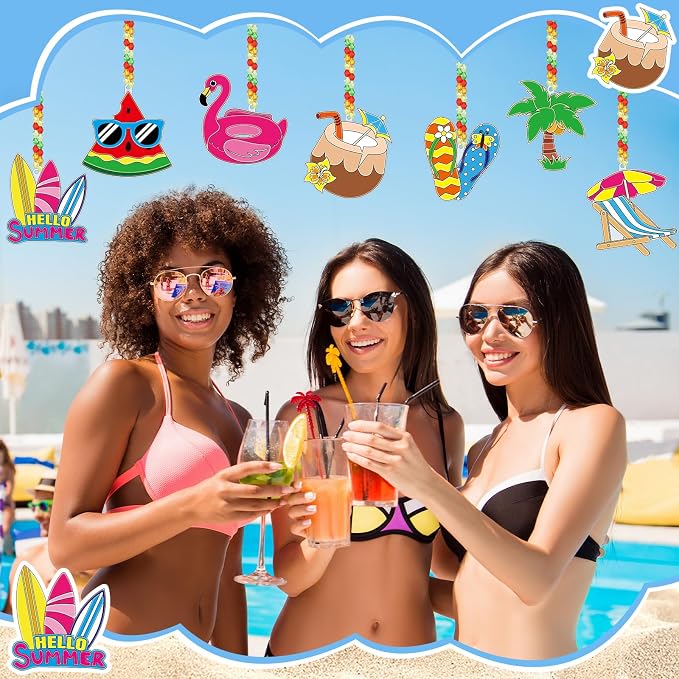 Pasimy 36 Sets Summer Suncatchers Craft Kits Beach Tropical DIY Paint Window Hanging Ornaments Decorations Palm Flip Flops Make Your Own Activities Arts Project Party Favors Gifts for Classroom Home