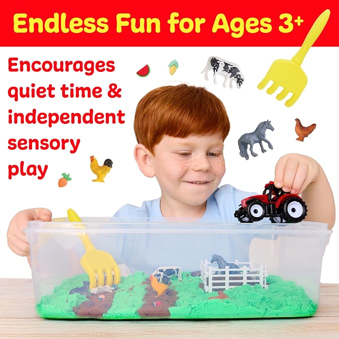 Creativity for Kids Sensory Bin: Farm | Calming, Screen-Free Play with Sand, Animals & Tools (Ages 3+)