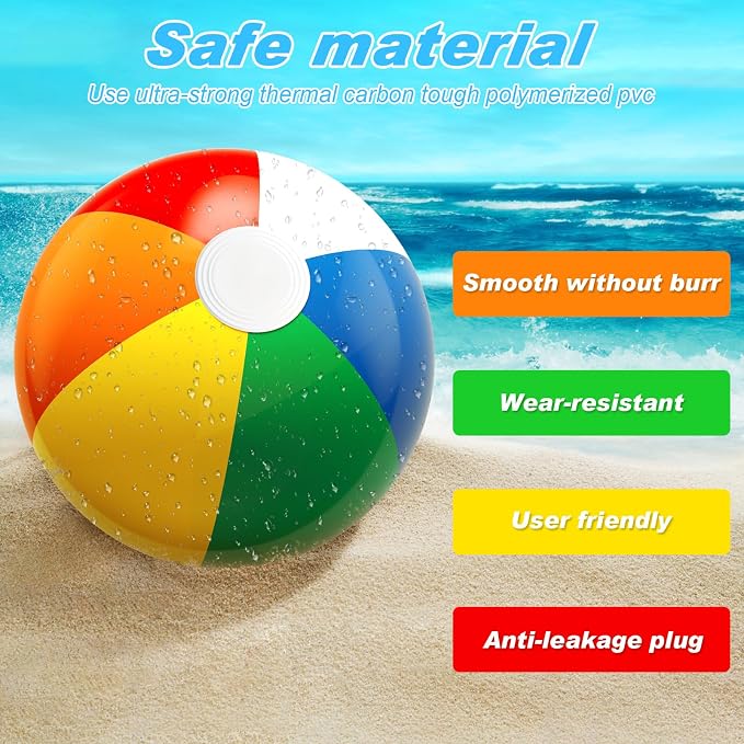 Beach Ball 12 Pack - 12'' Inflatable Beach Balls for Kids Bulk, Swimming Pool Toys Beach Toys for Summer Water Games, Hawaiian Tropical Theme Party Decorations Favors Supplies