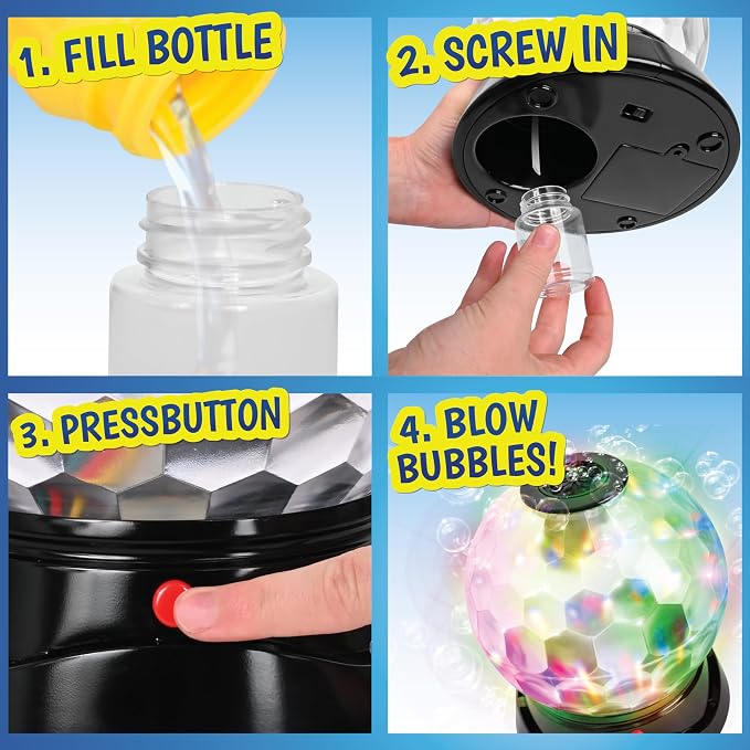 Maxx Bubbles Bubble Light Show – Large Bubble Machine with Spinning Disco Lights | Automatic Bubble Maker for Kids & Adults | Perfect for Parties, Weddings, Birthdays, and Events