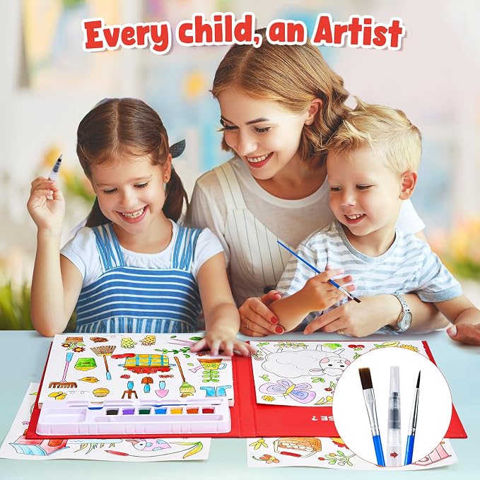 JoyCat Paint with Water Coloring Books for Toddlers, Watercolor Painting Sets for Kids Ages 3-5 4-8, Arts and Crafts Drawing Activities Toy Birthday Gifts for Boys Girls (Farm)