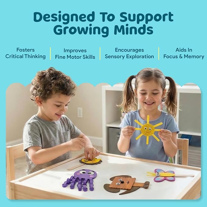 Craft Box for Kids - 20 Creative Arts and Crafts for Kids Ages 4- 8, Fun, No Mess Educational Preschool & Homeschool Art Projects & Supplies Kit, Toddler Activities, 3 4 5 6 7 8 Year Old Girls & Boys