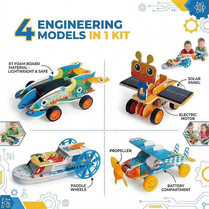STEM Building Toys for Kids Ages 8-12 | 4-in-1 Science Kit Build DIY Engineering Projects | Educational Toys Gift for Boys & Girls Age 8 9 10 11 12 Year Old