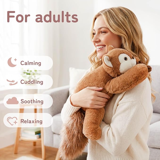 Niuniu Daddy 20" | 3.3 Pound Weighted Squirrel Stuffed Animal Plushie for Adults & Kids, Large Weighted Lap Pillow for Comfort, Soft Sensory Stuffy Toy as Gift for Holidays