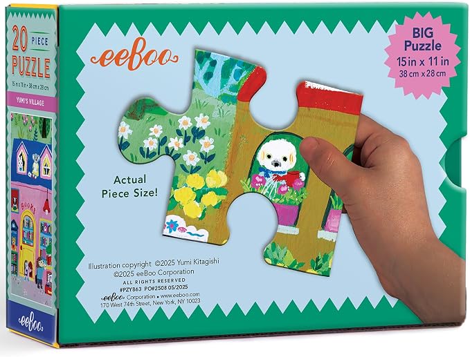 eeBoo 20 Piece Giant Floor Puzzle - Yumi's Village Children's Puzzle Community Themed, Large Pieces for Small Hands to Develop Motor Skills