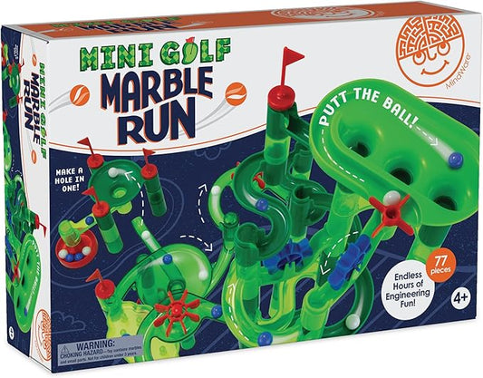 MindWare Marble Run Mini Golf - Building Toys for Kids Ages 4-8 - Unique Twist on Classic Marble Run for Kids Ages 4-8 - Marble Maze Includes 75 Track Pieces, 20 Marbles and Exciting New Components
