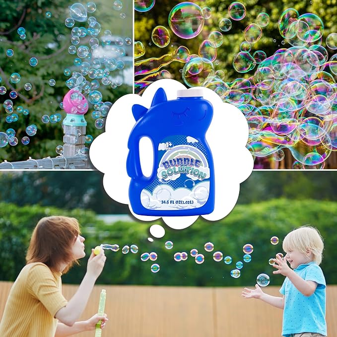 Concentrated Bubble Solution Bulk Refill for Bubble Machines, 70 oz (up to 5 Gallon), Concentrated Liquid for Kids, Giant Wands, Blower, Birthday Party Favors