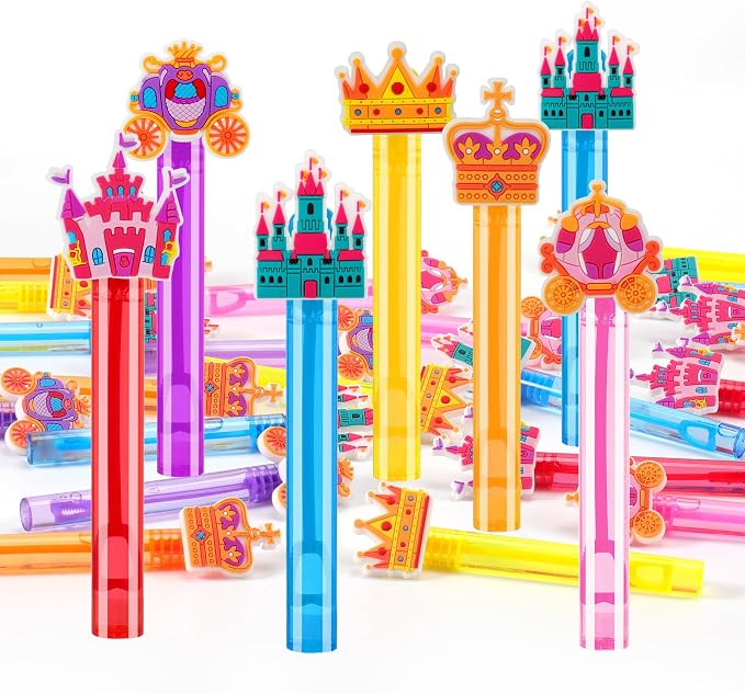 24PCS Princess Bubble Wands Toys for Kids, Princess Birthday Party Favors Supplies Decorations, Classroom Prizes, Pinata Fillers, Goodie Bag Stuffers Gifts
