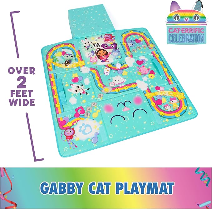 DreamWorks GABBY'S Dollhouse, Gabby Cat Playmat, with 2 Figures, Dollhouse Accessories & Board Game with Dice, Kids Toys for Girls & Boys Ages 3 and Up