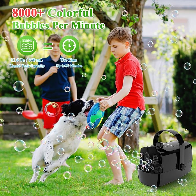 Wisdomlit Bubble Machine, 3-in-1 Bubble Maker, Bubble Blower with 3 Bubble Wheels, Make Small | Medium | Big Bubbles for Kids Toddlers, Bubble Toys for Indoor Outdoor Birthday Party (Black)