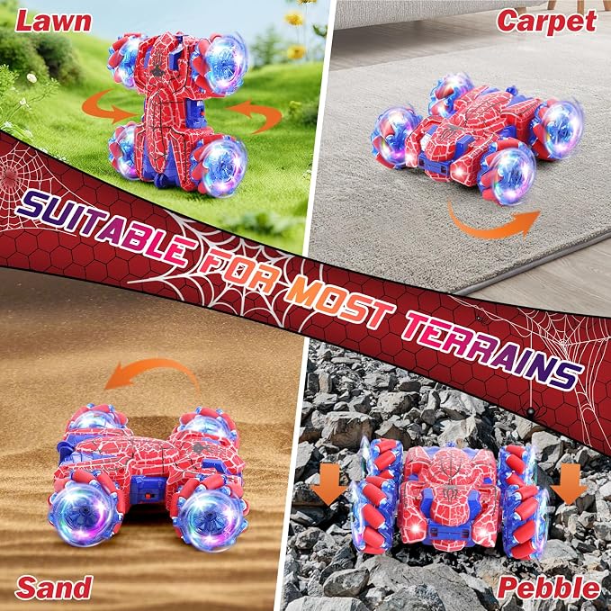 Punieayi Gesture Sensing Remote Control Car, 2.4Ghz RC Cars with Wholebody Light & Headlight, Hand Controlled Double Sided Rechargeable RC Stunt Car Toys for Boys 4-6 5-7 8-13