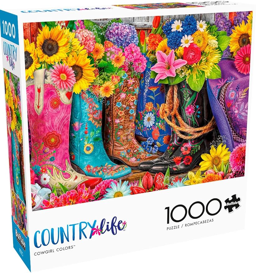 Buffalo Games Lars Stewart Cowgirl Colors 1000 Piece Jigsaw Puzzle - 26.75 x 19.75 in - Vibrant Western Art - Reference Poster - Jigsaw Puzzles for Adults