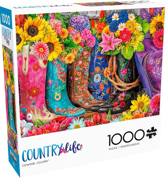 Buffalo Games Lars Stewart Cowgirl Colors 1000 Piece Jigsaw Puzzle - 26.75 x 19.75 in - Vibrant Western Art - Reference Poster - Jigsaw Puzzles for Adults