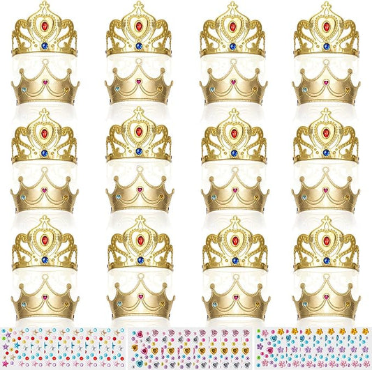 Bettoor 48 Pcs Foam Princess Crowns Set, Foam Crowns for Kids to Decorate, Crown Crafts for Kids to DIY Prince Crown Kit, Make Your Own Crowns with Rhinestone Stickers (24 Crown+24 Stickers)