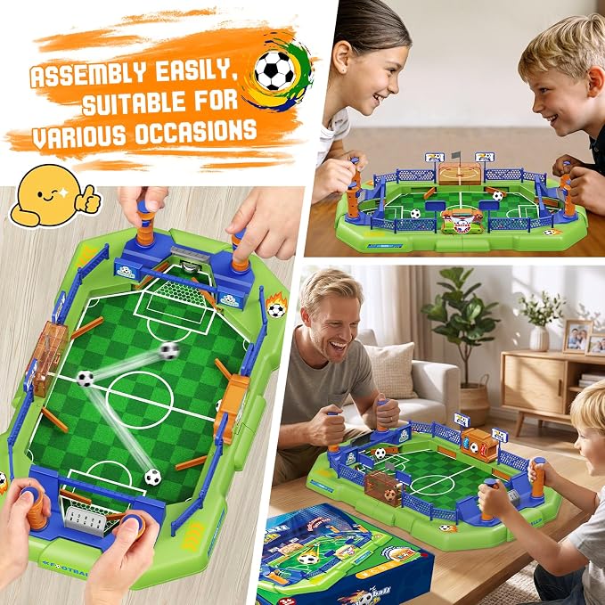 Mini Foosball Table Game for Kids – 2 Player Soccer Board Game with Scoreboard, Portable Tabletop Football Pinball Game for Boys Girls Ages 3-8, Indoor Family Party Birthday Gift Toy