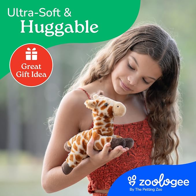 The Petting Zoo Giraffe Stuffed Animal Plushie, Gifts for Kids, Scoopz Wildlife Animals, Giraffe Plush Toy, 8 inches