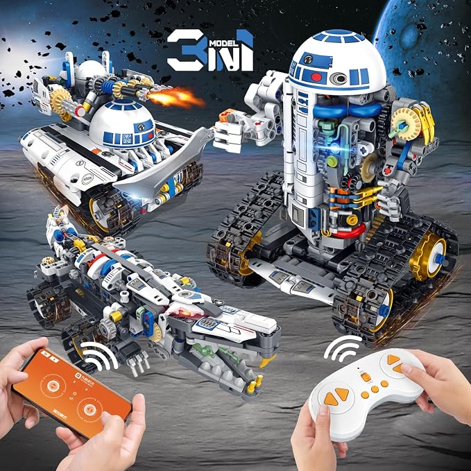 5 in 1 STEM Robotics Building Kit, 776 PCS APP/Remote Control Robot Space Wars Toy Building Block Sets, Compatible with Lego Robotics Control & Programming Robot Birthday Gifts for Boys Age 8-14+