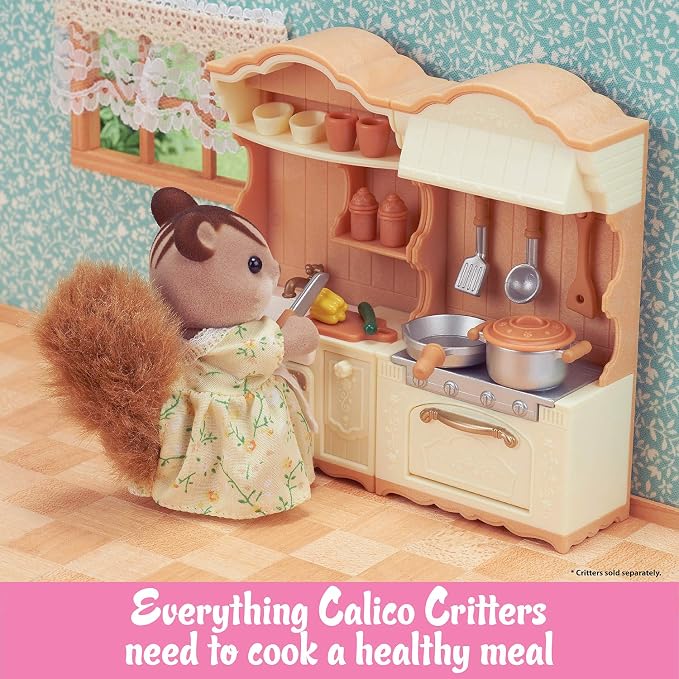 Calico Critters - Kitchen Play Set - Dollhouse Furniture Sets – Kids Pretend Play Toy, Miniature Dollhouse Furniture & Accessories, Ages 3+