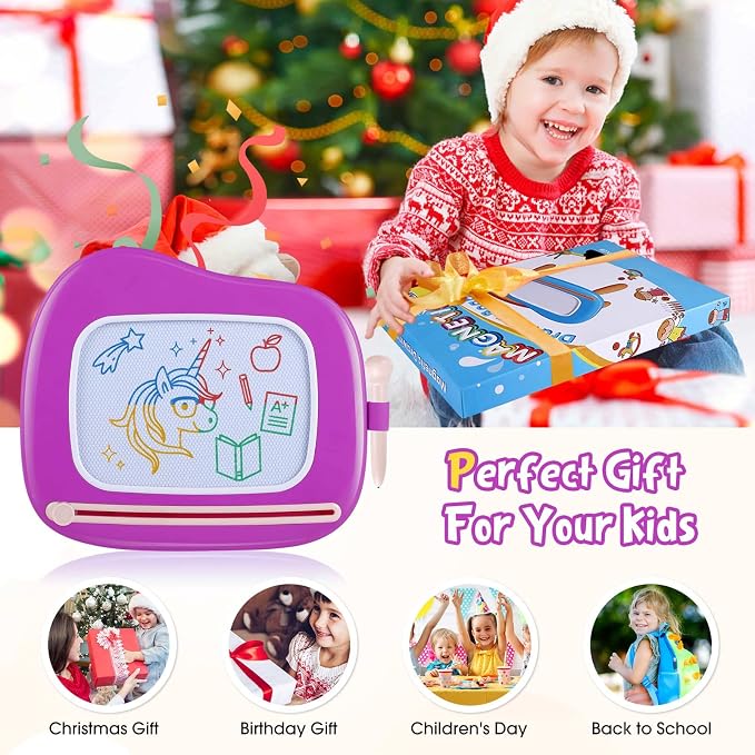 Smasiagon Toddler Toys Age 1-2 Year Old Boys Girls, Magnetic Drawing Doodle Board Valentines Day Gifts for Kids Educational Learning Toys for 1 2 3 Year Old Boys Girls Birthday Gifts (Purple)