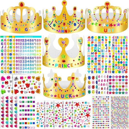 Gold Paper Crowns, Diy Birthday King Crowns Craft to Decorate, Paper Prince Princess Crown Hats for School Classroom