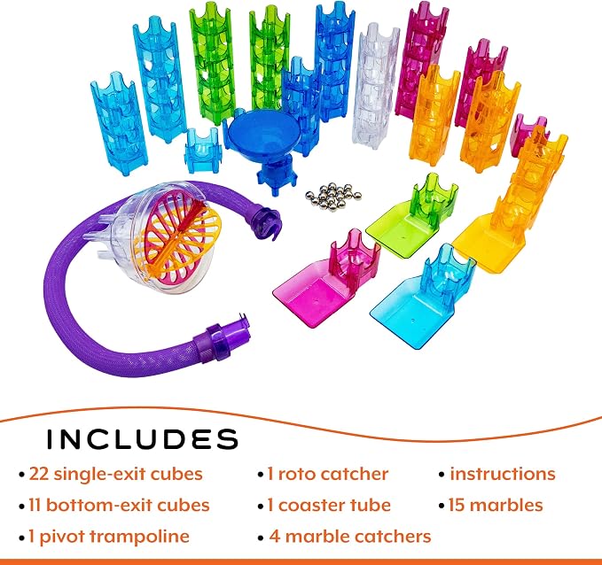 MindWare Q-BA-Maze Action Stunt Set The Next Generation Marble Maze Kids Toys - STEM Marble Run - Recommended for Ages 6+ - Educational Gift for Boys and Girls