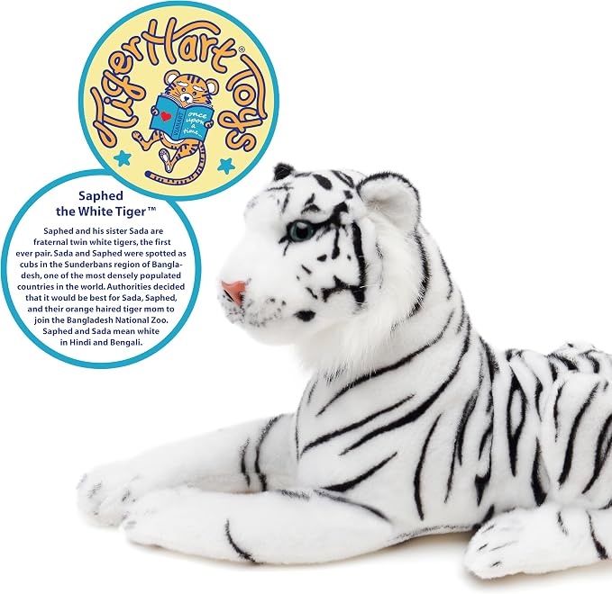 TigerHart Saphed The White Tiger - 17 Inch Stuffed Animal Plush