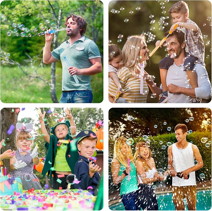 Inscraft 30 Pack 14’’ Big Bubble Wands, 8 Colors 1 Hole Wands x30 for Summer Toy, Outdoor/Indoor Activity, Easter, Birthday, Graduation, Bubbles Party Favors for Kids