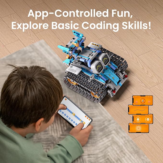 Sillbird Robot Building Kit with Remote Control STEM Gifts for Kids Age 8-12, Coding Robotics Toy Set for Boys' Birthday, Buildable 5-in-1 Models with 473 Pieces