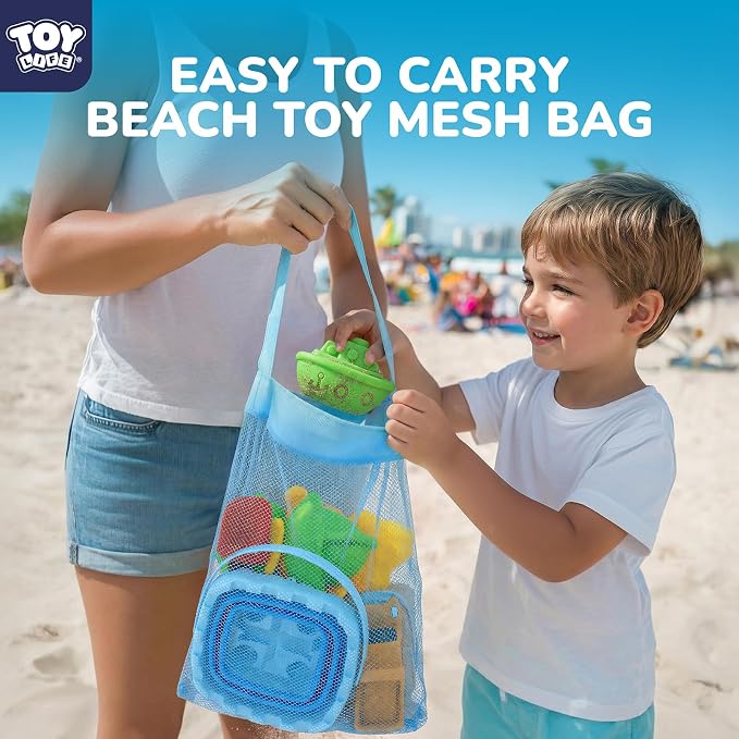 TOY Life Transportation Beach Toys for Kids Ages 3-8, Sand Toys Set with Road Roller, Truck, Vehicle Sand Molds, Collapsible Silicone Bucket, Sand Castle Building Kit for Sandbox Toys Play, Travel