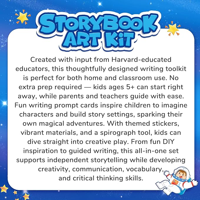 Adventure Storybook Art Starter Kit, Creative Writing for Kids, Write Your Own Book, Art Kit for Kid 6-9, DIY Craft, Scrapbooking & Journal Supplies, Hardcover Comic Book Making Kit, Christmas Gift